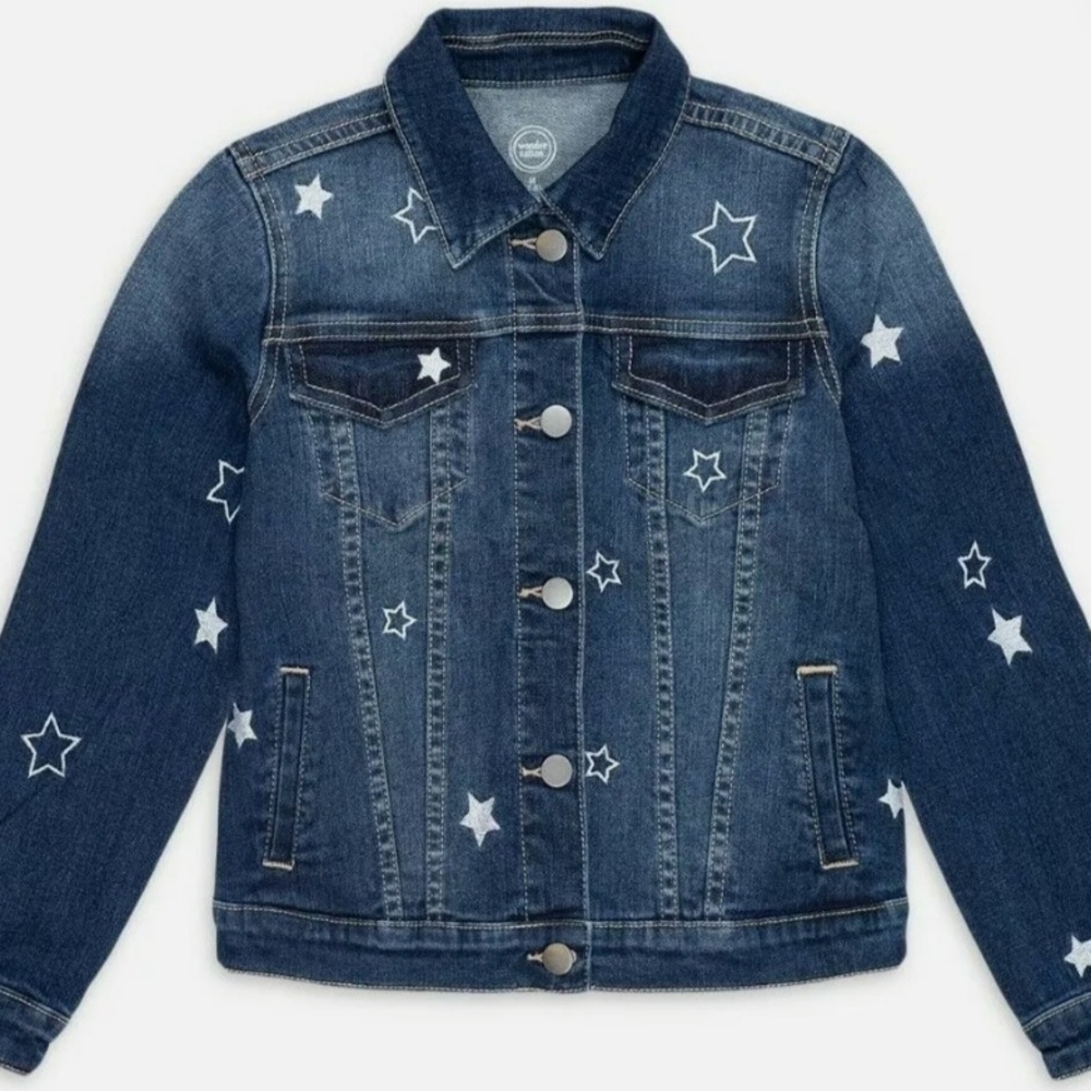Kids Denim Jacket with Star Pattern